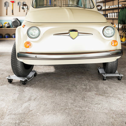 DURHAND Rangierheber 2 Stücke Rangierhilfe Reifenwechsel Wagenheber mit 4 Rollen für Auto PKW Grau 40,5L x 30B x 13,5H cm