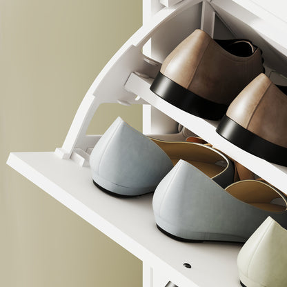 HOMCOM Schuhschrank, 3 Schubladen, für bis zu 12 Paar Schuhe, Spanplatte, Weiß