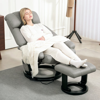 HOMCOM Relaxsessel Massagefunktion Fernsehsessel mit Seitentasche, Kunstleder, Grau