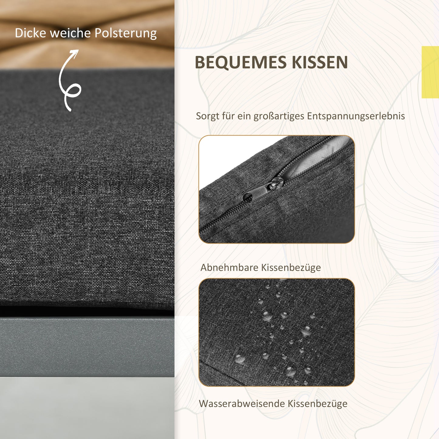 Outsunny Gartenstühle Outdoor-Stühle Terrassenstühle, wetterbeständig, modernes Design, 57 x 58 x 87cm, Braun+Schwarz+Grau