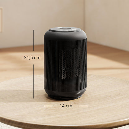 HOMCOM Heizgerät, 1500 W Heizlüfter mit 3 Modi, 24-Stunden-Timer, Kipp- und Überhitzungsschutz, 14 x 14 x 21,5 cm, Schwarz
