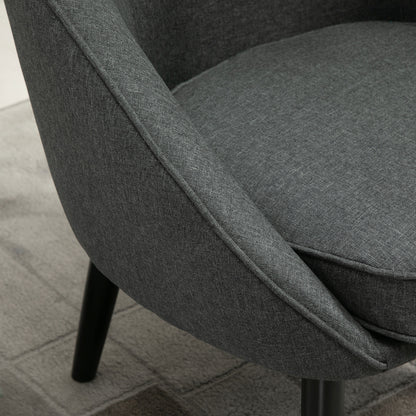 HOMCOM Loungesessel Cocktailsessel bis 150 كجم، Leinen-Optik Holz Grau 71 × 65 × 75 سم