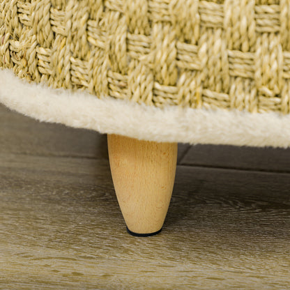 PawHut Haustierbett für Katzen und Hunde, Seegras, waschbares Kissen, 48 cm x 48 cm x 24,5 cm, Beige + Khaki - Natur