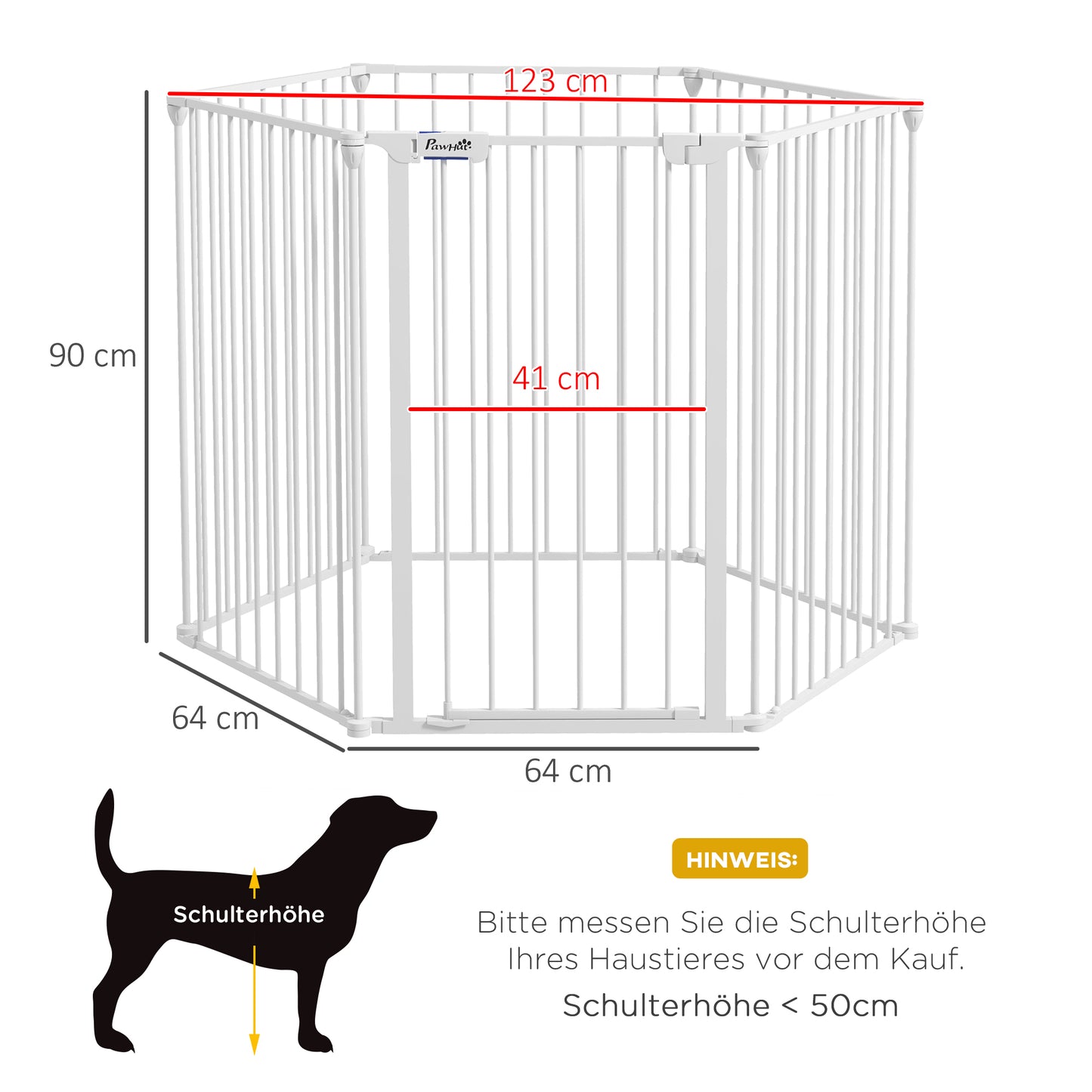 PawHut Welpenauslauf, modulares Design, klappbar, Stahlrahmen, für Innen, weiß, 90 x 123 x 102cm