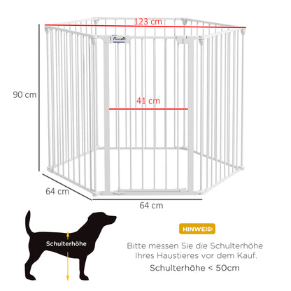 PawHut Welpenauslauf, modulares Design, klappbar, Stahlrahmen, für Innen, weiß, 90 x 123 x 102cm