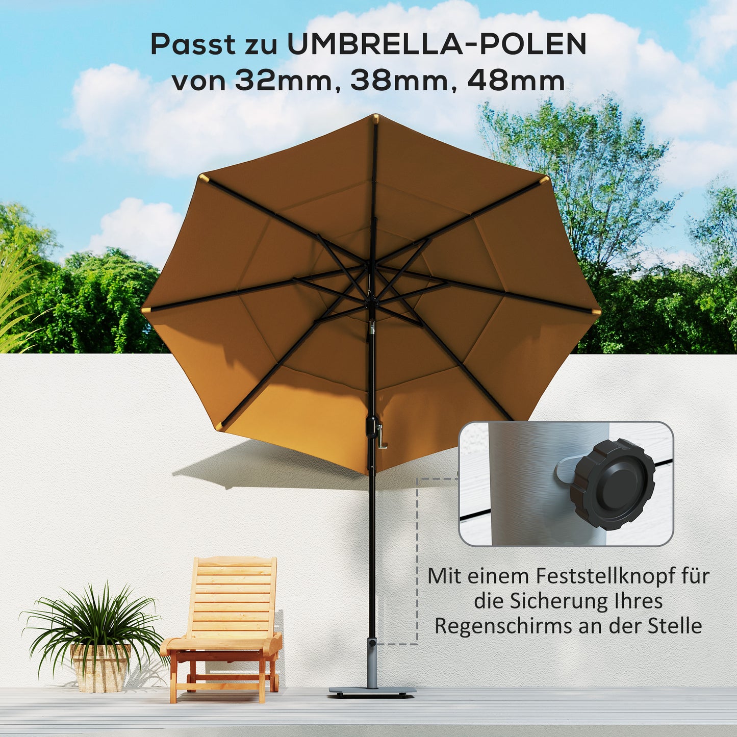 Outsunny Sonnenschirmständer aus Metall 18,5 kg Schirmständer, Quadratisch Schirmhalter für Sonnenschirm 32/38/48mm