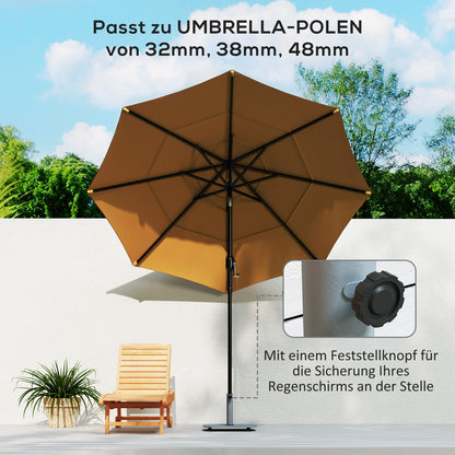 Outsunny Sonnenschirmständer aus Metall 18,5 kg Schirmständer, Quadratisch Schirmhalter für Sonnenschirm 32/38/48mm