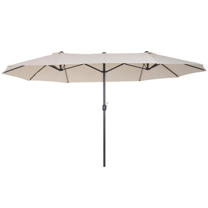 Outsunny XXL Sonnenschirm mit Handkurbel wetterbeständig 455 سم × 270 سم × 240 سم ستال بوليستر بيج