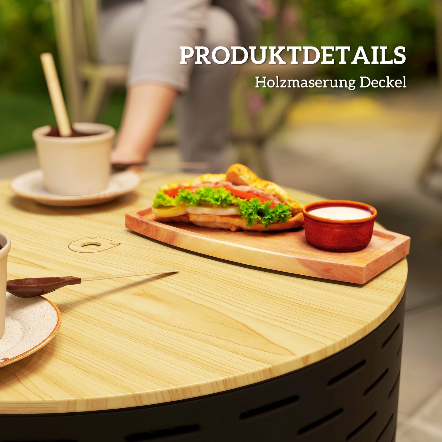 Outsunny 3-in-1 Feuerschale Ø60 x 39cm aus Edelstahl Feuerstelle mit Grillrost Funkenschutz Schürhaken Kohlegrau