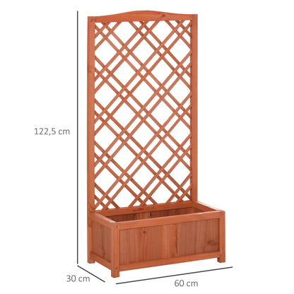 Outsunny Hochbeet Blumenständer Garten Pflanzkasten mit Rankgitter Holz Rankkasten Gelb 60 x 30 x 122,5 cm