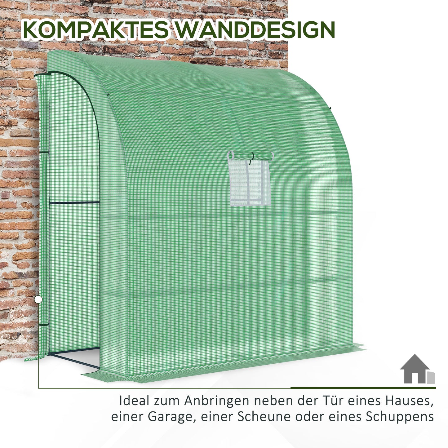 Outsunny Foliengewächshaus Tomatengewächshaus mit Mesh Fenster، Treibhaus mit aufrollbaren Türen، Anzuchthaus mit UV Schutz، Grün، 200 x 100 x 215 سم