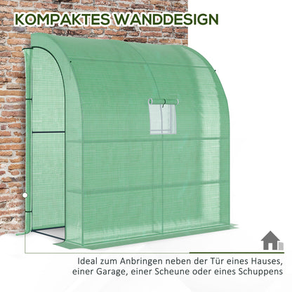 Outsunny Foliengewächshaus Tomatengewächshaus mit Mesh Fenster، Treibhaus mit aufrollbaren Türen، Anzuchthaus mit UV Schutz، Grün، 200 x 100 x 215 سم