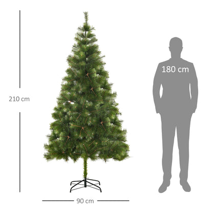 HOMCOM Künstlicher Weihnachtsbaum 210 cm künstlich Tannenbaum mit 505 Spitzen Christbaum Weihnachtsdekoinkl. حامل معدني للشرب