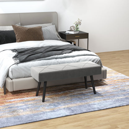HOMCOM Sitzbank Polsterbank Bettbank, Samtoptik, 100 x 36 x 45 cm, Grau