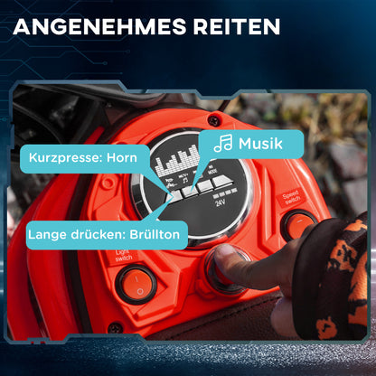 HOMCOM Elektro-Motorrad für Kinder, 24V Kindermotorrad mit Hupe, Leuchte, mit Drehgriff-Gashebel, 8-16 km/h, 8-12 Jahre, Rot