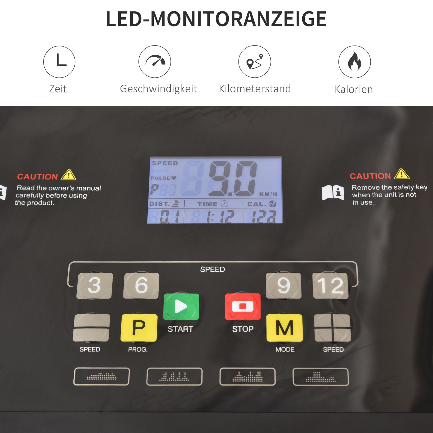 HOMCOM Laufband Klappbar elektrisch 500 W 1-12 km/h LED-Display Getränkehalter und Handyhalterung sehr gut geeignet für Home Gym Indoor Fitness Schwarz 134 x 60 x 118 cm