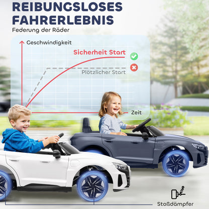 HOMCOM Kinder-Elektroauto mit Fernbedienung, Sicherheitsgurt, Hupe, Musik, Scheinwerfer, bis 5 km/h, 3-5 Jahre, Grau