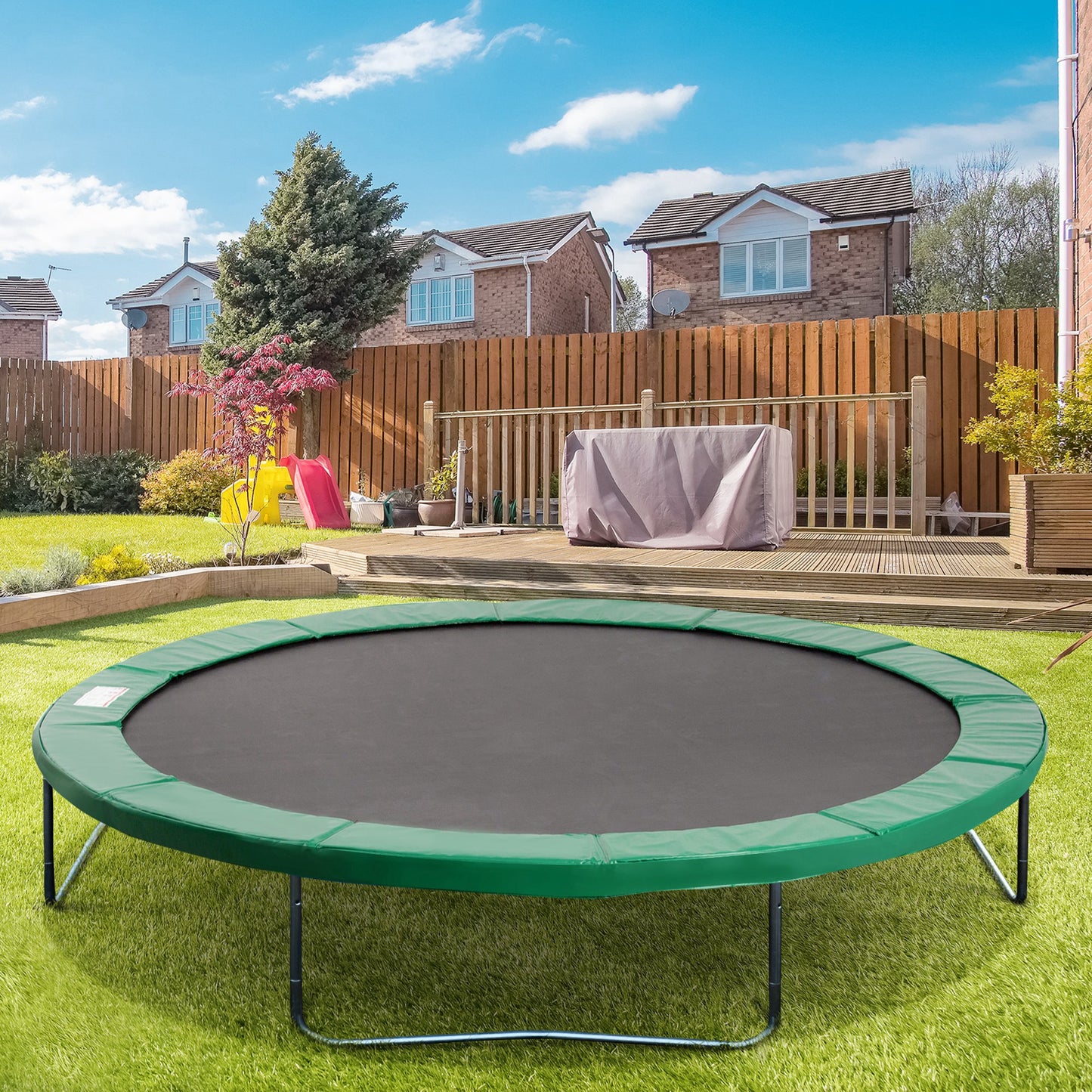HOMCOM Trampolin Randabdeckung Ø366cm cm breit, Reißfest UV-resistent Federabdeckung, Wasserabweisend, Trampolinzubehör Randschutz Sicherheitsnetz Ersatzteile für Gartentrampoline, Grün