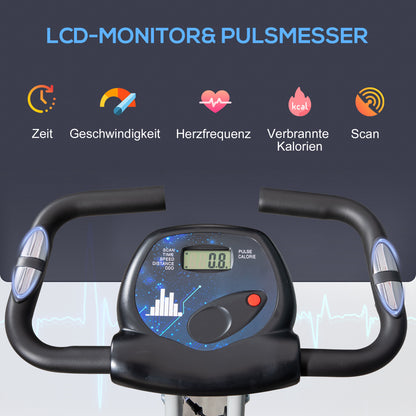 HOMCOM Heimtrainer Fahrradtrainer mit 8 stufig einstellbarem Magnetwiderstand höhenverstellbar Stahl Schwarz+Grau