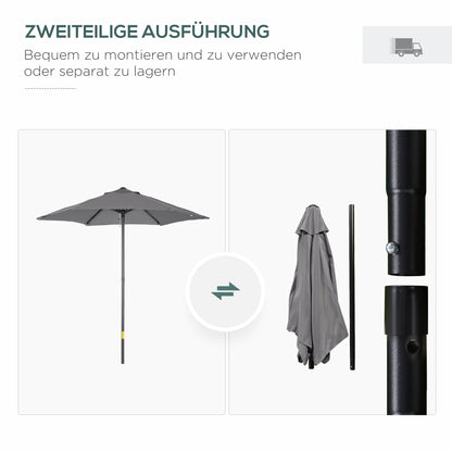 Outsunny Sonnenschirm Ø196 cm, sechseckig Balkonschirm für Strand Balkon Garten, Dunkelgrau