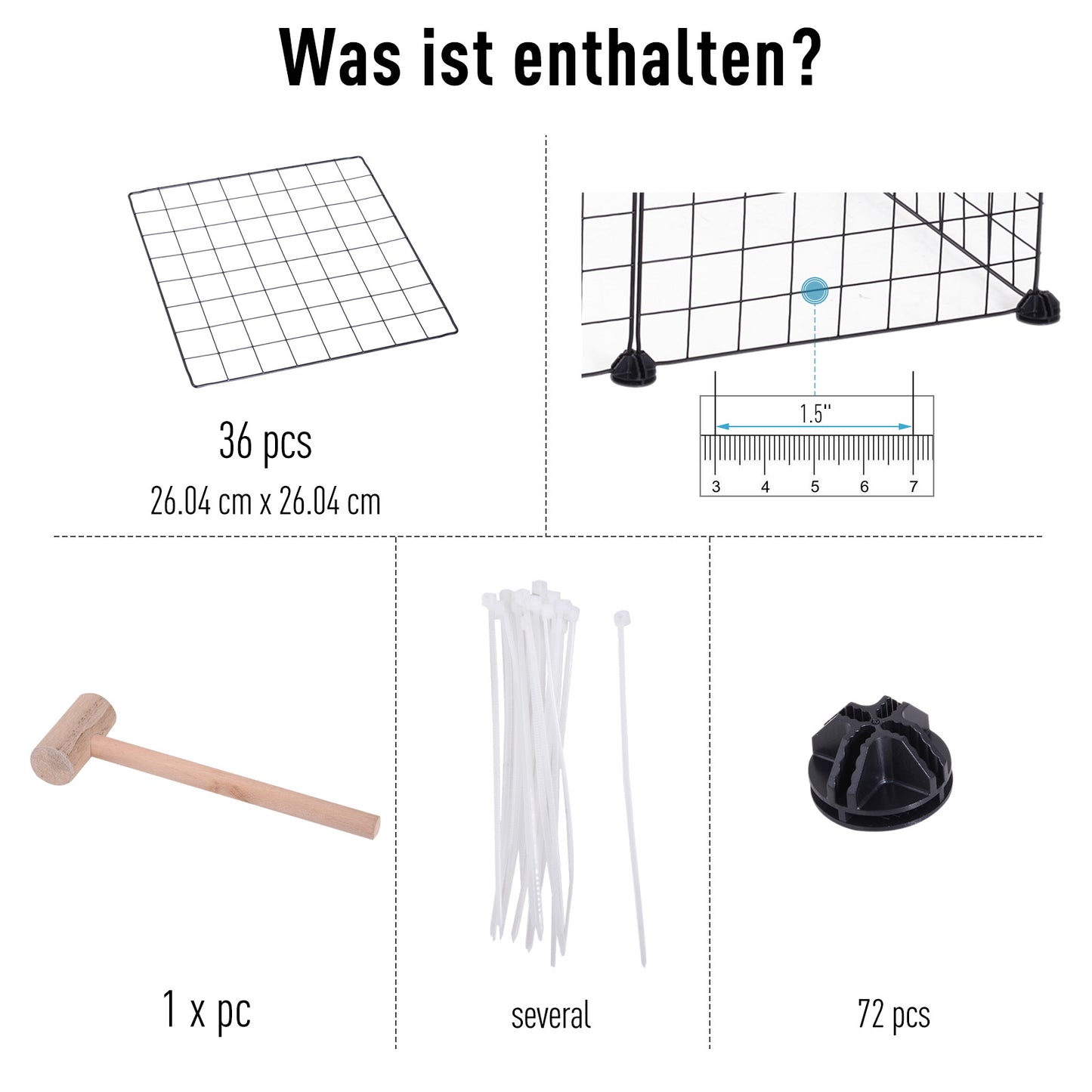 PawHut Freigehege Laufgitter DIY Welpenlaufstall Gittergehege für Kleintier aus Metallgitter Absperrgitter Kleine Haustiere Laufstall für Innen 36 Platten Schwarz 146 x 73 x 73 cm