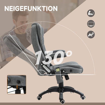 Vinsetto Bürostuhl Massagesessel mit Wärmefunktion, Ergonomischer Chefsessel, Höhenverstellbarer Drehstuhl, Gamingstuhl mit Massage, Dunkelgrau, 68 x 72 x 110–120 cm