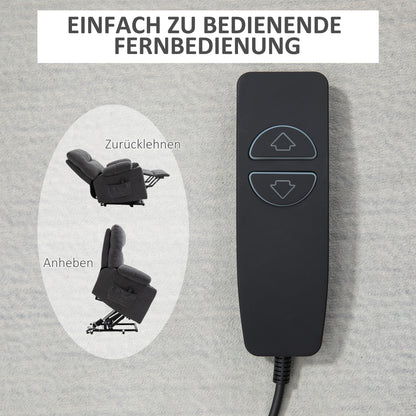 HOMCOM Aufstehhilfe Seniorensessel, Liegefunktion, inkl. Fernbedienung, 144 cm x 91 cm x 88 cm, Dunkelgrau