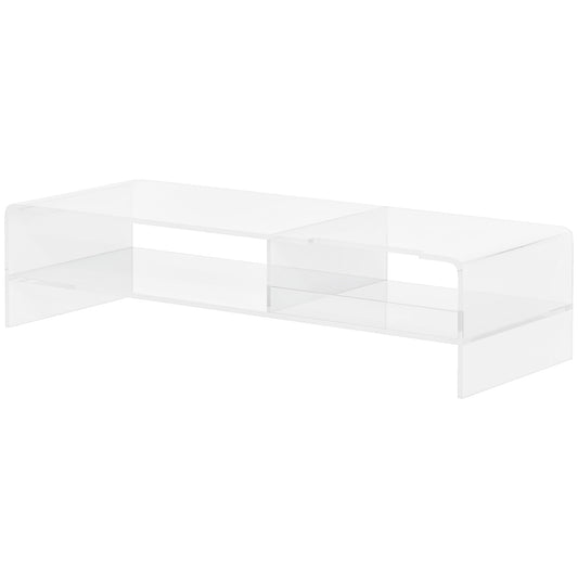 HOMCOM Monitorständer mit Tastaturfach, transparent, für Monitore bis 24 Zoll, 2 Etagen, Acryl, 50,8 x 19 x 12 cm
