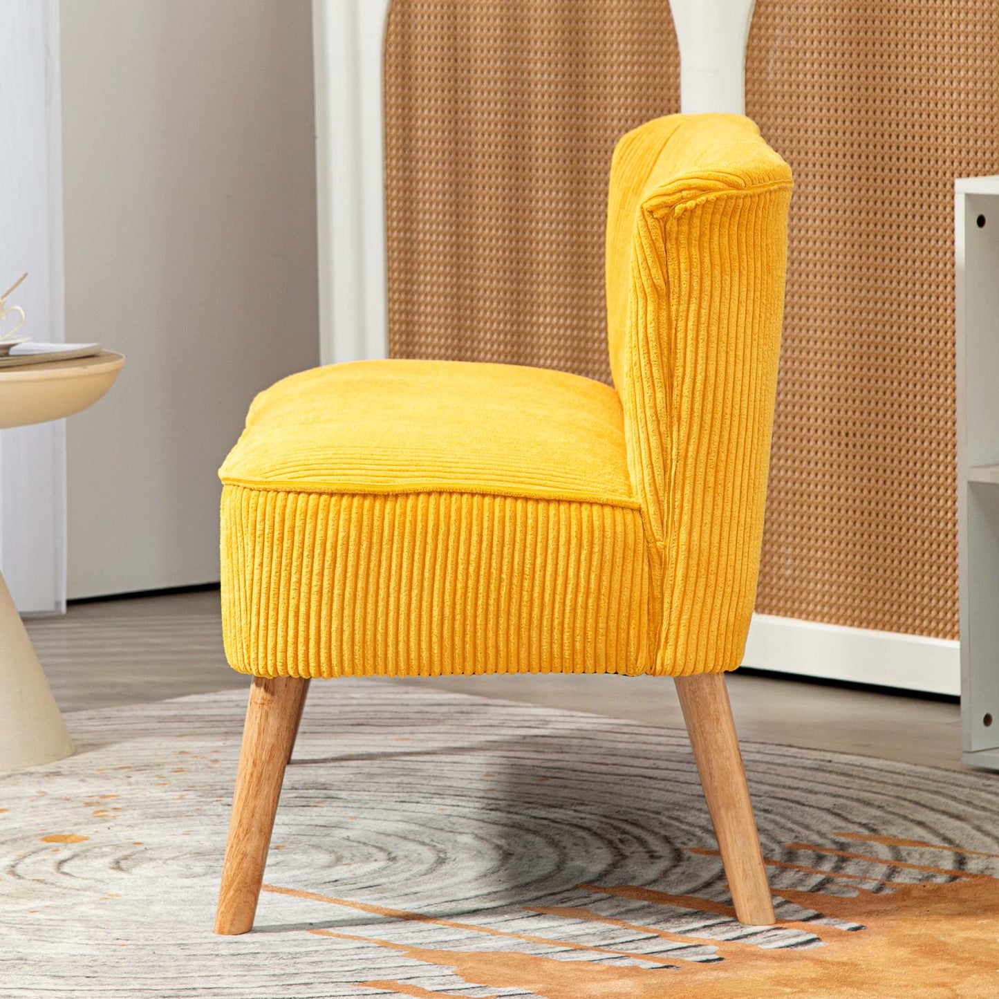 HOMCOM Zweisitzer-Sofa, elegantes Skandi Design, massiver Holzrahmen, bis 150 kg, 117 x 56,5 x 77 cm, Gelb