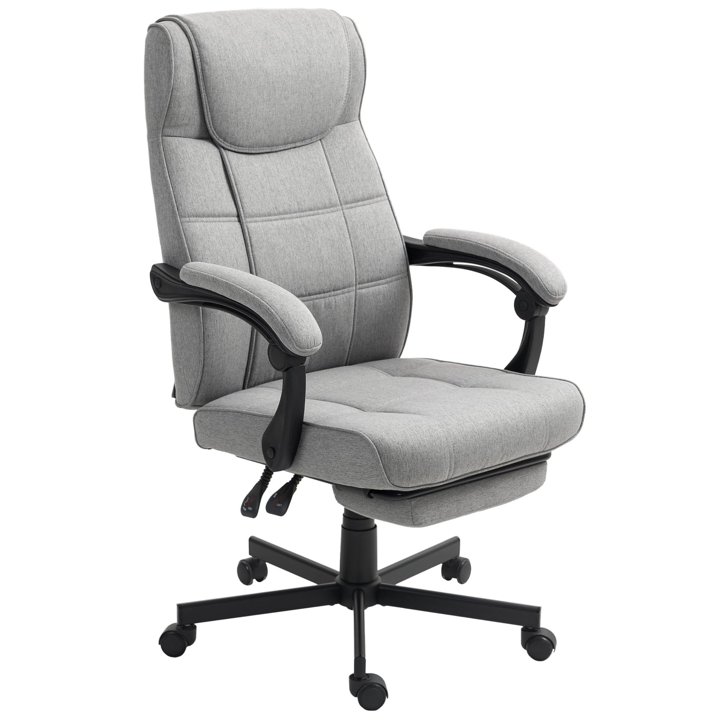 HOMCOM Bürostuhl mit Massagefunktion Ergonomischer Chefsessel mit Liegefunktion Fußstütze Grau