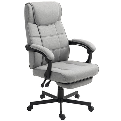 HOMCOM Bürostuhl mit Massagefunktion Ergonomischer Chefsessel mit Liegefunktion Fußstütze Grau