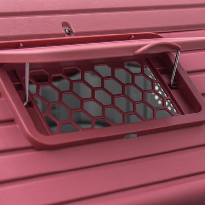 PawHut Hundehütte Outdoor Hundehaus mit Dachluke Tor Unterschlupf für kleine Hunde Kleintierstall Luftzirkulation wasserdicht Metall Kunststoff Rot+Hellgrau 59 x 75 x 66 cm