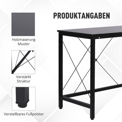 HOMCOM Computertisch Schreibtisch L-Form Eckschreibtisch Winkelschreibtisch MDF Schwarz 150 x 150 x 76 cm