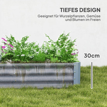 Outsunny Hochbeet aus Stahl, Wetterbeständig Pflanzbeet mit Anti-Schnittkante Frühbeet