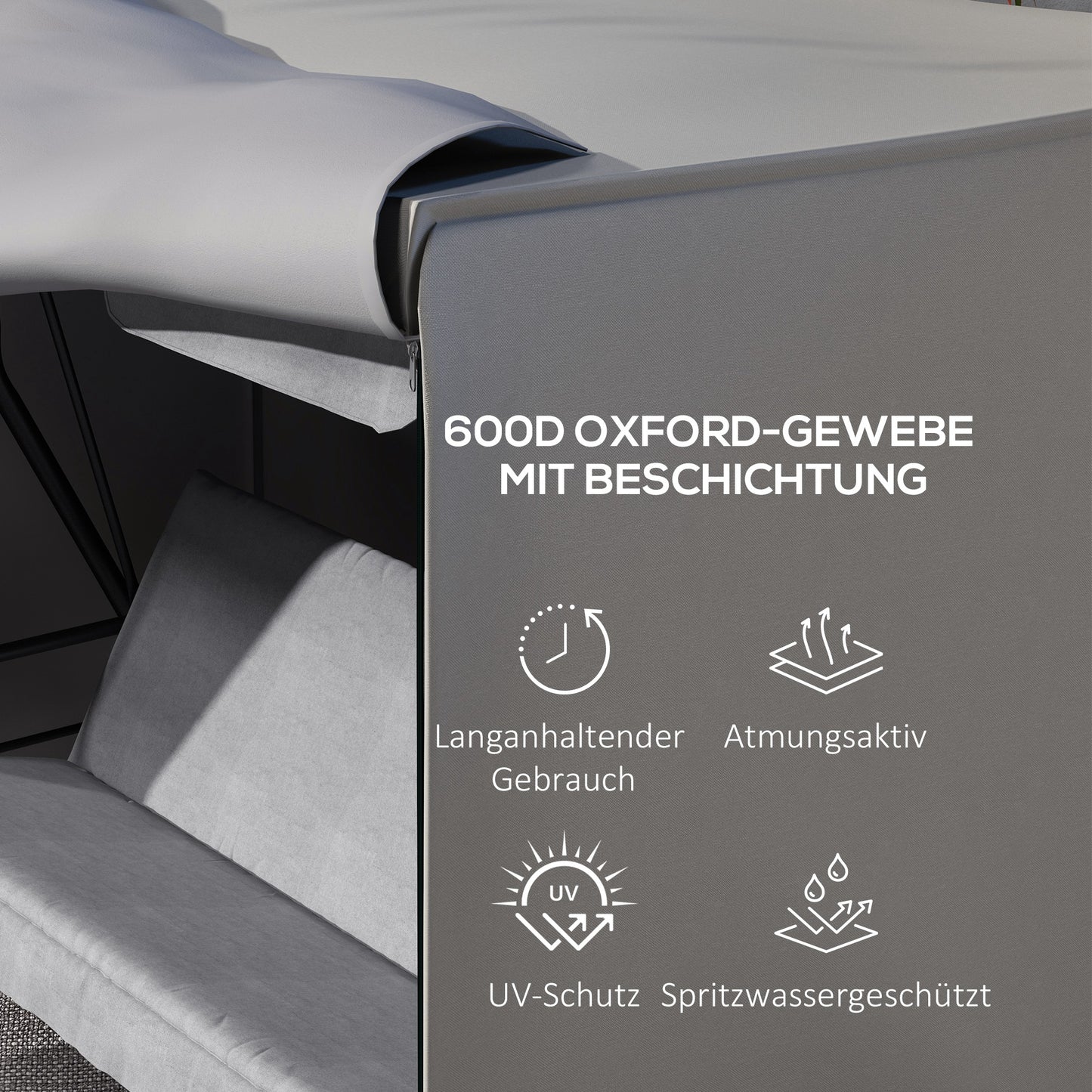 Outsunny Schutzhülle für Gartenschaukel, reißfest, wetterfest, Tex-Lock-System, 205x124x164 cm, Grau