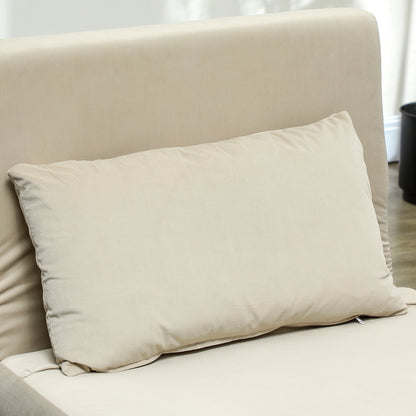 HOMCOM Klappsessel mit Bettfunktion, Klappbarer Relaxsessel in Samtoptik, Verstellbare Lehne, bis 120 kg belastbar, Beige