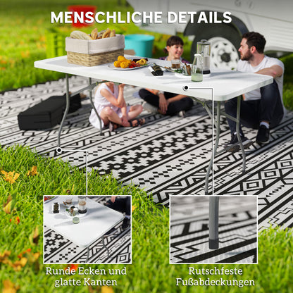 Outsunny Klapptisch, Faltbarer Campingtisch, Metall, Kunststoff, Picknicktisch, Weiß