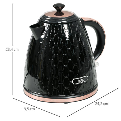 HOMCOM Wasserkocher, 2200W, Sichtfenster, Filter, Schnellkocher, Schwarz