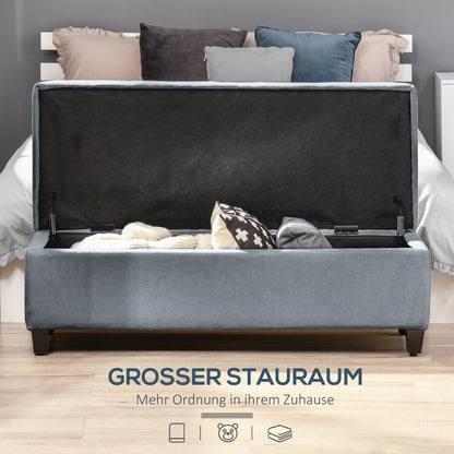 HOMCOM Sitzbank mit Stauraum, Ottomane, Flurbank, Knopfheftung,125,1 cm x 48,9 cm x 41,3 cm, Grau