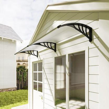 Outsunny Pultvordach Vordach für Haustür 75x195x23 cm Überdachung 5mm Polycarbonat Sonnenschutz Regenschutz für draußen Alu Transparent