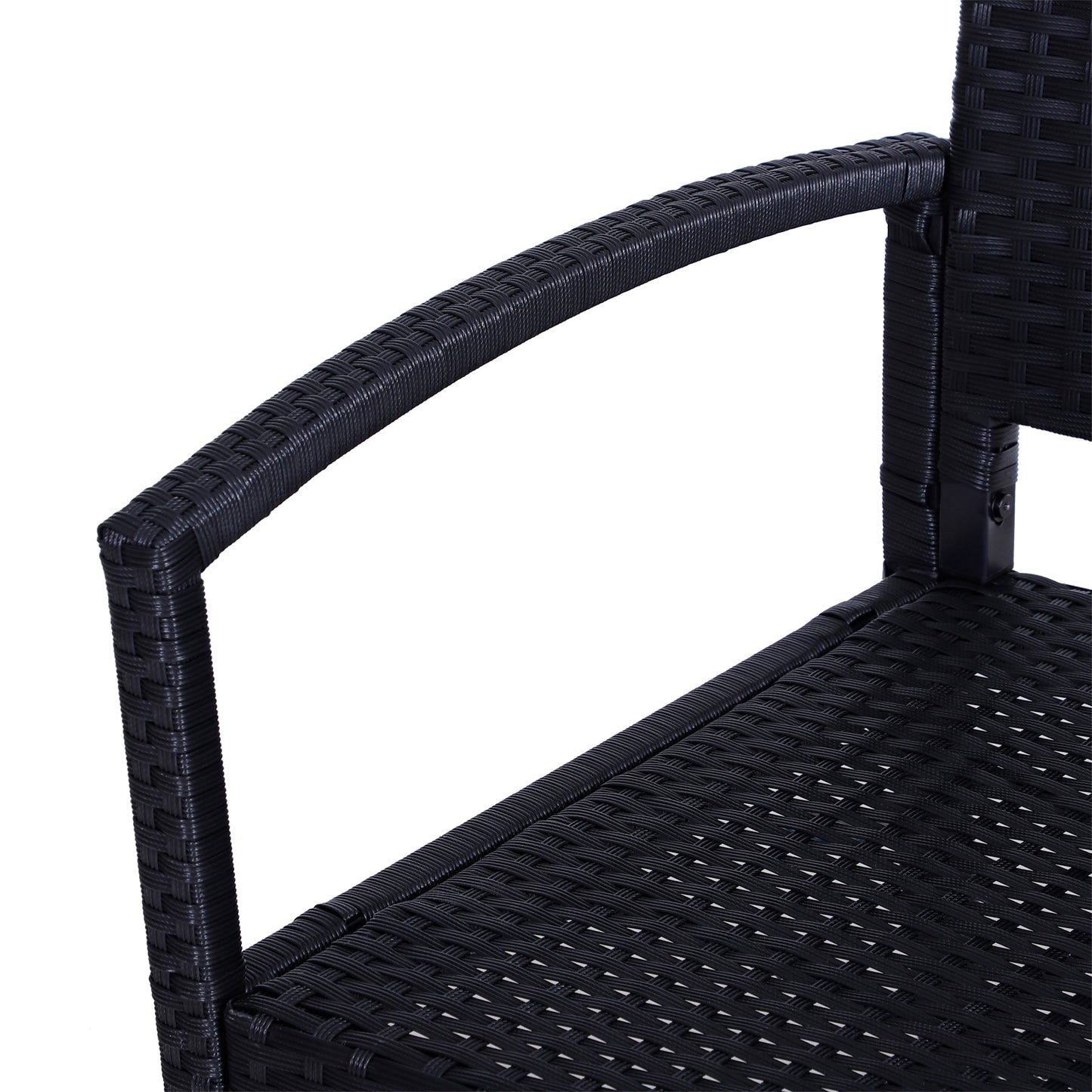 Outsunny Gartenbank, in Rattanoptik, mit Stahlrahmen, für 2 Personen, Schwarz, 122 x 60 x 85cm