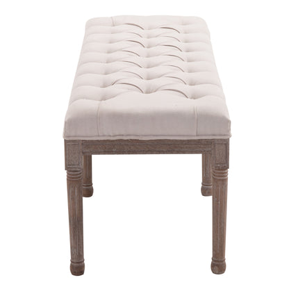HOMCOM Polsterbank Sitzbank Lounge Sitzhocker Vintage Retro mit Knöpfen Leinen + Holz beige 142 x 47 x 51 cm