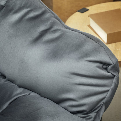 HOMCOM Moderner Akzentstuhl, Polsterstuhl mit Stahlbeinen und Seitentaschen, für Wohnzimmer, Schlafzimmer, Grau