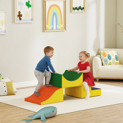 AIYAPLAY 3-teiliges Kletter- und Krabbelset für Kleinkinder, Kunstleder, Schaumstoff, Gelb