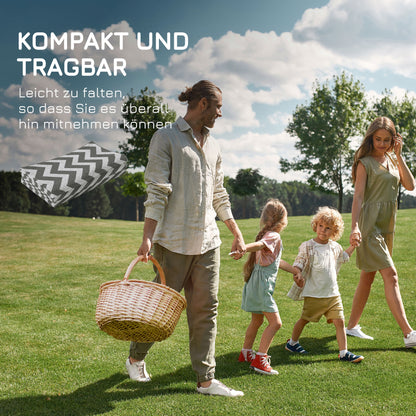 Outsunny Outdoor-Teppich, wasserdicht, doppelseitiges Design, hochwertige Kunststofffaser, hellgrau+weiß, 121 x 182 cm