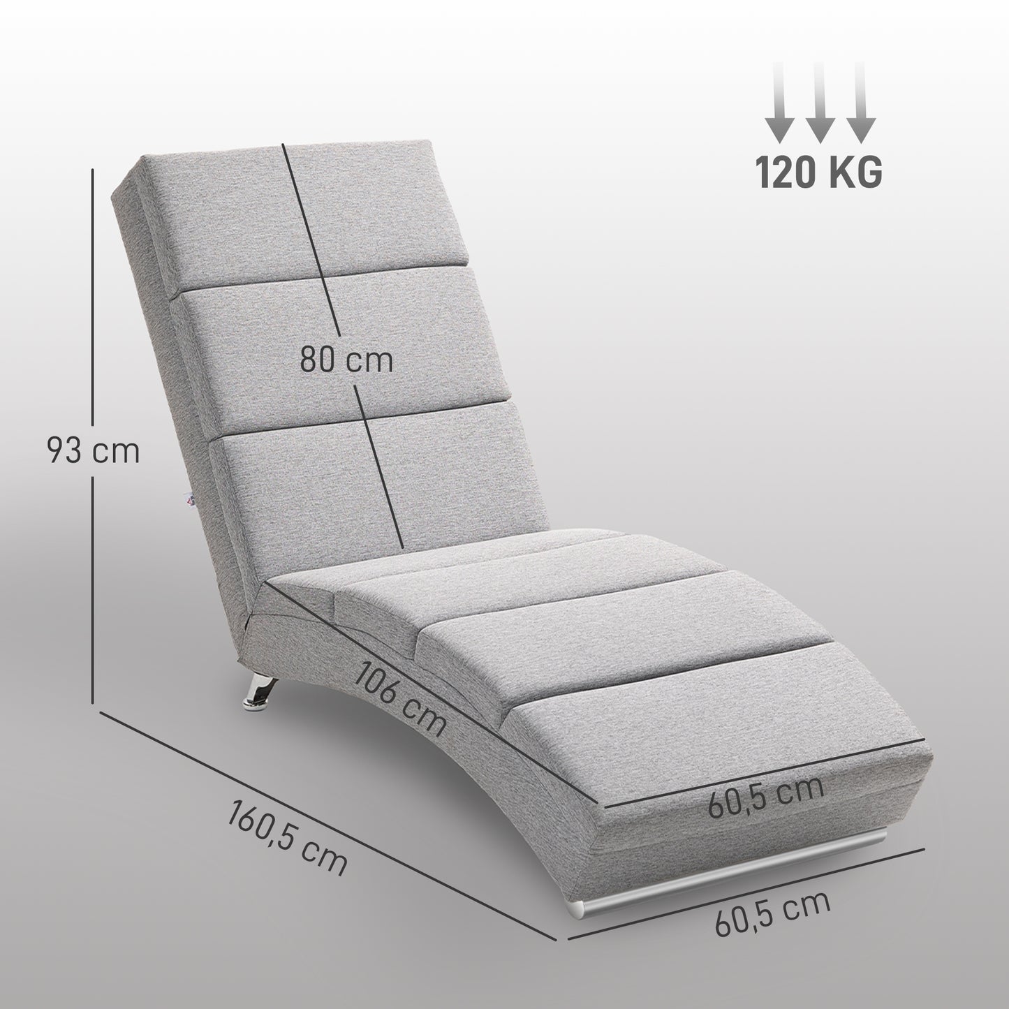 HOMCOM Polstersessel mit Rückenlehne, Relaxsessel mit Stahlbeinen & dicker Polsterung, für Wohnzimmer, Schlafzimmer, Hellgrau