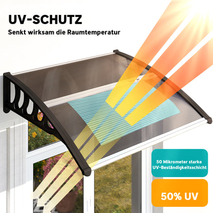 Outsunny Türüberdachung, Schutz vor Regen, Wind und Hagel, Polycarbonat, Aluminium, 103 x 96,5 x 27 cm, Braun