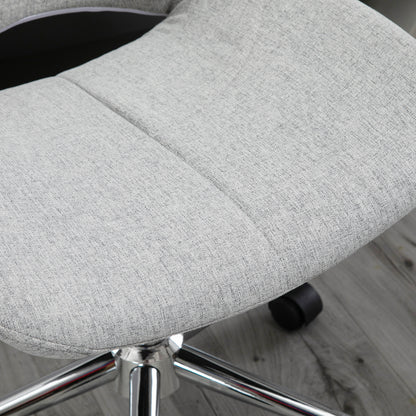 HOMCOM Bürostuhl, höhenverstellbar, um 360° drehbar, bis 110 kg, Metallrahmen, hellgrau, 49 x 56,5 x 73-82,5 cm