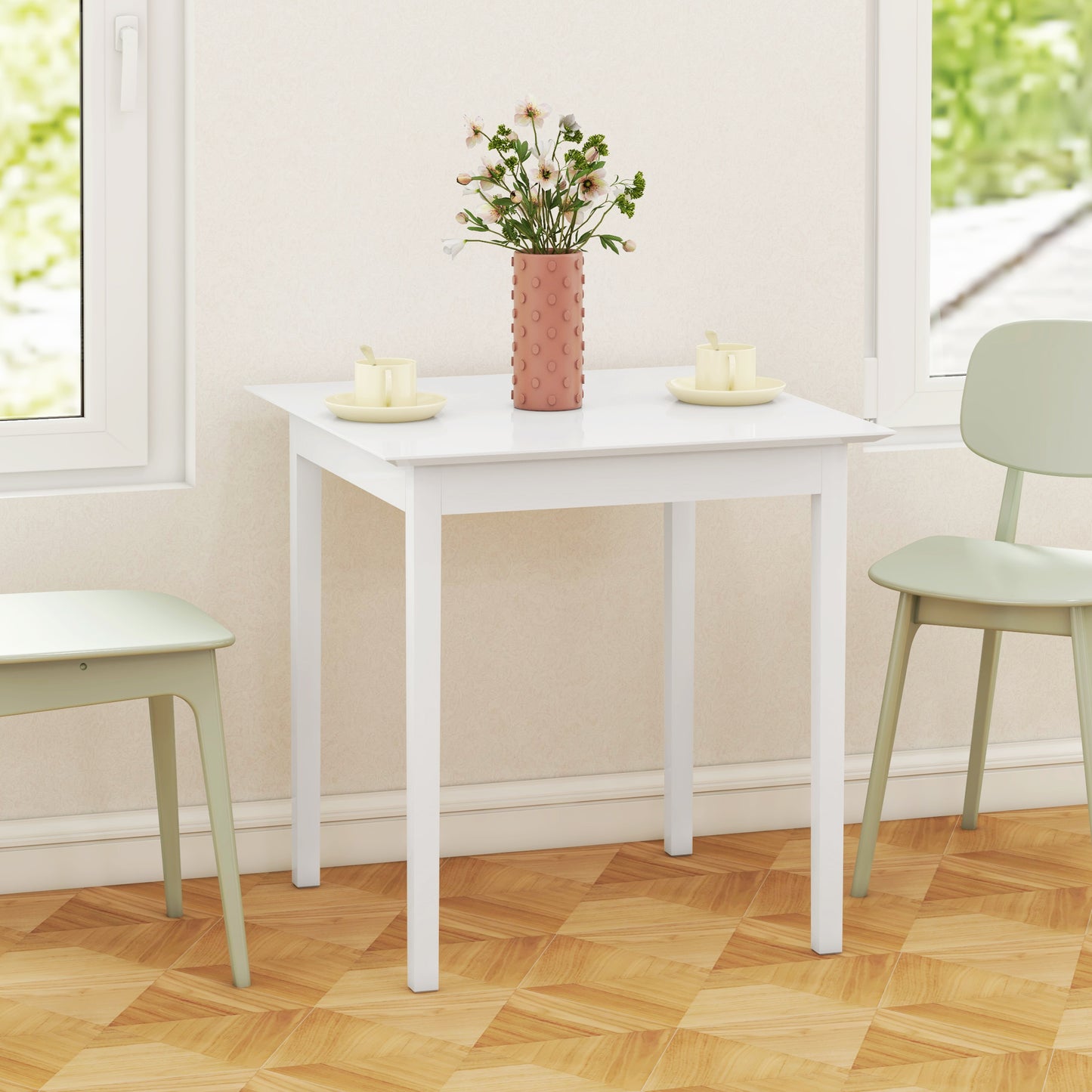 HOMCOM Küchentisch Esstisch Quadratischer Tisch, modern design, 75 cm x 75 cm x 76 cm, vit