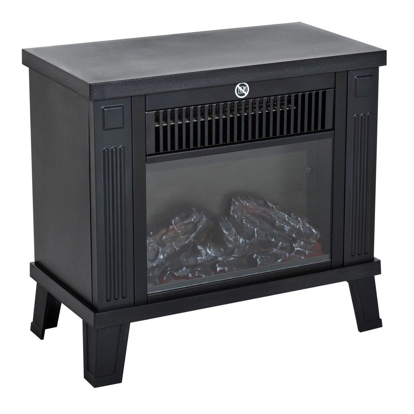 HOMCOM Elektrokamin Elektrischer Kamin Kaminofen Standkamin mit Flammeneffekt 600/1200W, Metall, Schwarz, 34x17x31 cm